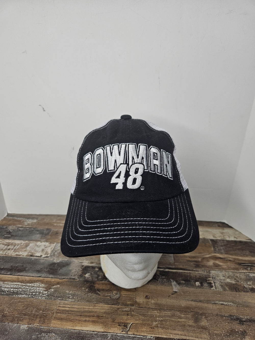 Bowman 48 Hendrick Motorsports Trucker Hat NASCAR Black White Adjustable Cap
